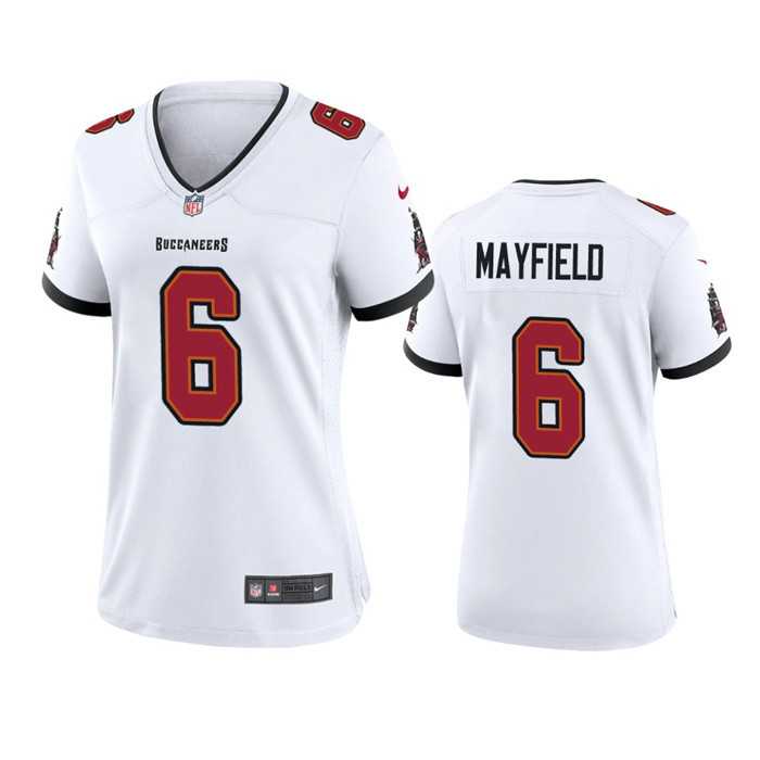 Womens Tampa Bay Buccanee #6 Baker Mayfield White Stitched Game Jersey(Run Small) Dzhi